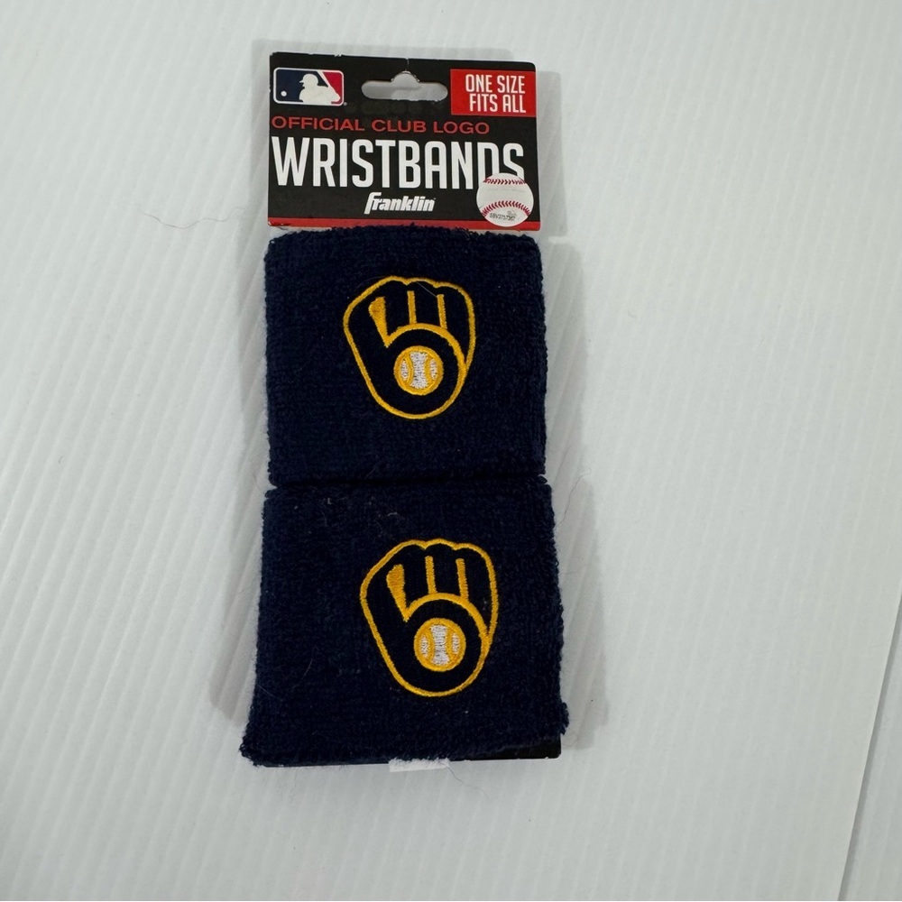 NWT Franklin Navy Milwaukee Brewers Wristbands with Logo